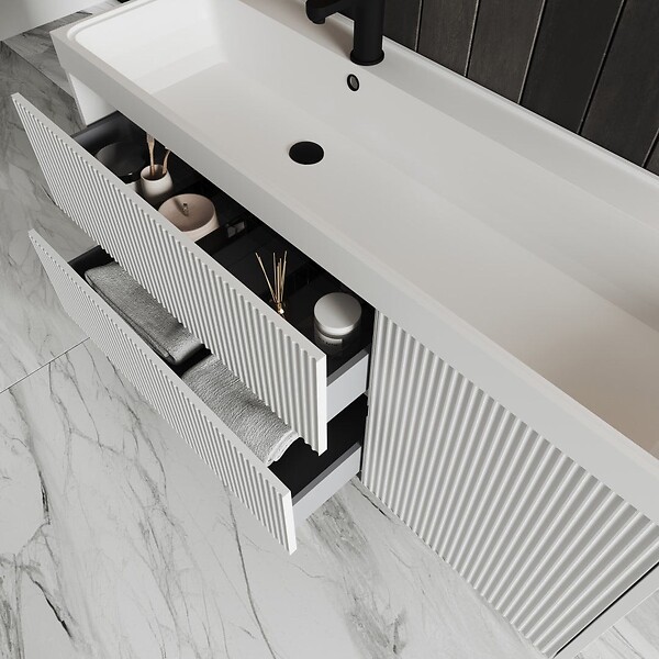 KIAMAMI VALENTINA - Mobilier De Salle De Bain Suspendu Blanc Mat 120Cm Sans Miroir | Cortina - large