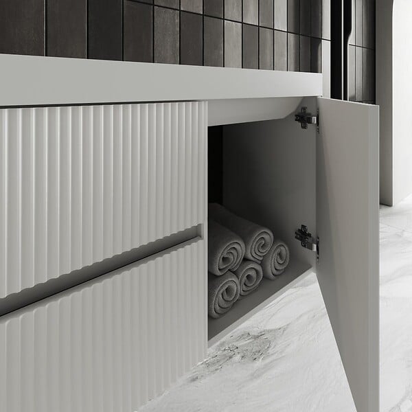 KIAMAMI VALENTINA - Mobilier De Salle De Bain Suspendu Blanc Mat 120Cm Sans Miroir | Cortina - large