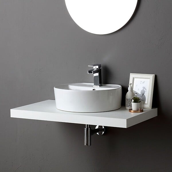 KIAMAMI VALENTINA - Piano Étagère Sous-Lavabo En Bois Blanc De 90 Cm | Valentina - large