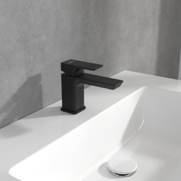 VILLEROY ET BOCH - Mitigeur lavabo compact  Subway 3.0 sans tirette Noir mat - large