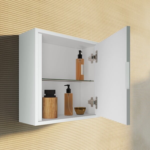 KIAMAMI VALENTINA - Meuble Suspendu De Salle De Bain 39Cm Avec Porte Réversible Blanc Mat | Monaco - large
