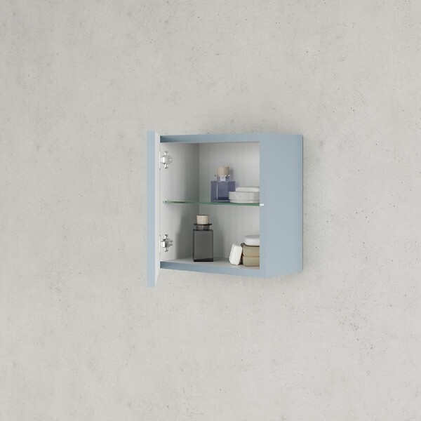 KIAMAMI VALENTINA - Colonne Murale Carrée De 30 Cm Pour Salle De Bains, Réversible, Bleu Clair Mat - large