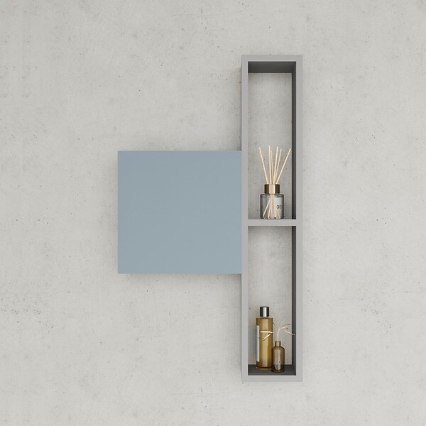 KIAMAMI VALENTINA - Colonne Murale Carrée De 30 Cm Pour Salle De Bains, Réversible, Bleu Clair Mat - large