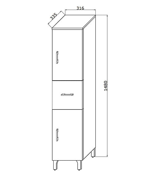 KIAMAMI VALENTINA - Demi-Pédestal De Salle De Bain 150Cm Tiroir Et Deux Portes Chêne Gris | Rimini - large