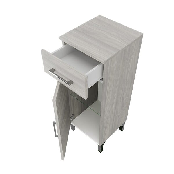 KIAMAMI VALENTINA - 30Cm Armoire Salle De Bain, Porte Et Tiroir Bois Gris | Rimini - large