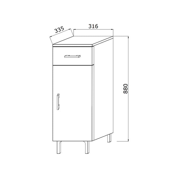 KIAMAMI VALENTINA - Meuble De Salle De Bain 30Cm, Porte+Tiroirs Chêne Blanc | Rimini - large