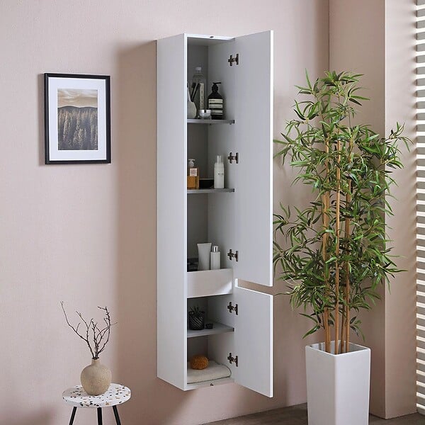 KIAMAMI VALENTINA - Colonne De Salle De Bain Suspendue Manhattan Blanc Forêt - large