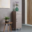 KIAMAMI VALENTINA - Armoire De Salle De Bains Au Sol Avec Porte Et Tiroir En Chêne Naturel | Rimini - vignette