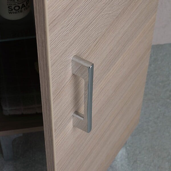 KIAMAMI VALENTINA - Armoire De Salle De Bains Au Sol Avec Porte Et Tiroir En Chêne Naturel | Rimini - large