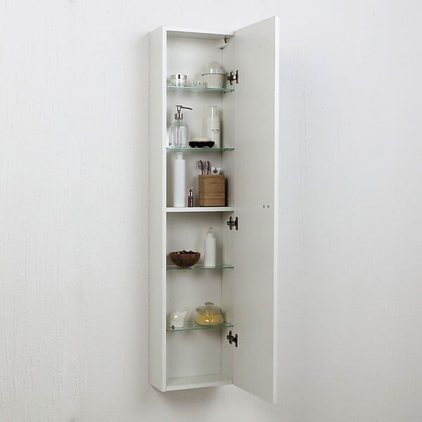 KIAMAMI VALENTINA - Colonne Pour Salle De Bains Élément Haut Blanc Brillant Avec Porte Simply - large