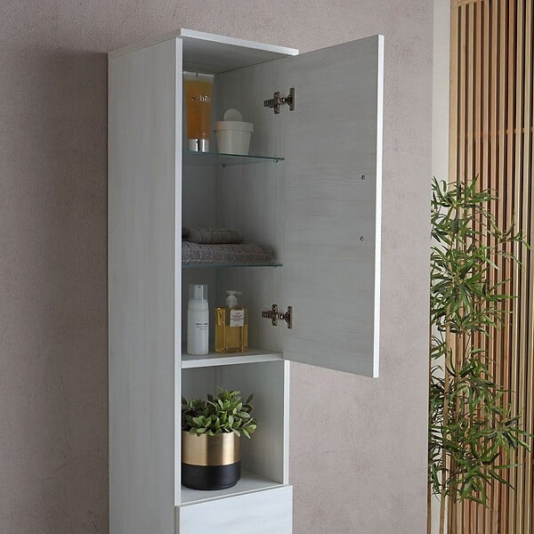 KIAMAMI VALENTINA - Colonne De Salle De Bains Sur Pied H 190Cm Chêne Blanc | Rimini - large