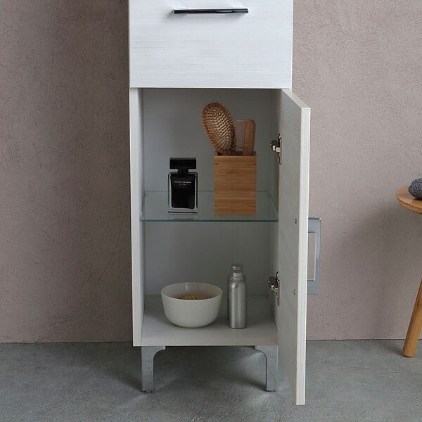 KIAMAMI VALENTINA - Colonne De Salle De Bains Sur Pied H 190Cm Chêne Blanc | Rimini - large