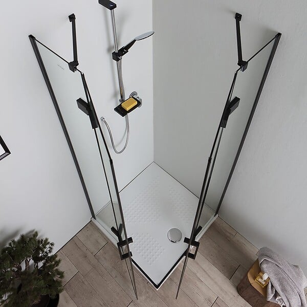KIAMAMI VALENTINA - Cabine De Douche Noire Sans Profilés 80X80 Verre 6Mm | London - large