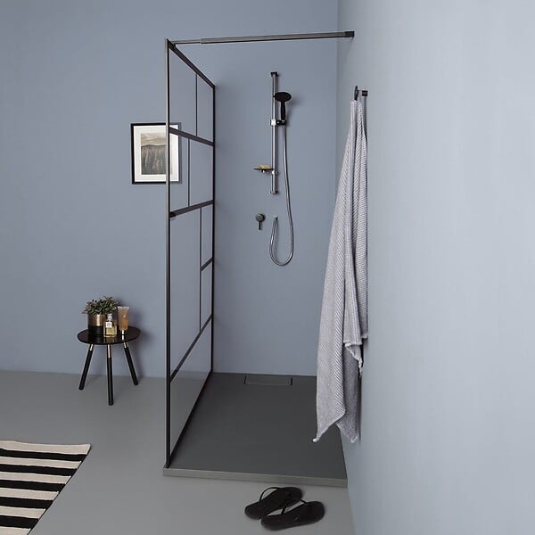 KIAMAMI VALENTINA - Cabine De Douche À L'italienne 110Cm Verre Clair Cadre Noir - large