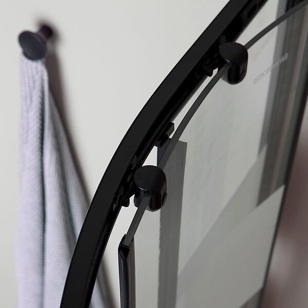 KIAMAMI VALENTINA - Cabine De Douche D'angle 90X90 Profils Verre Sérigraphié Noir Mat | City - large