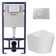 SWISS AQUA TECHNOLOGIES - Pack WC bâti-support léger 112 cm ECO 2L Swiss Aqua Technologies + WC suspendu Ceramia + plaque chrome brillant (STECE14WT05-FR) - vignette
