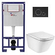 SWISS AQUA TECHNOLOGIES - Swiss Aqua Technologies Pack WC bâti-support autoportant + WC suspendu sans bride avec abattant SoftClose + plaque noir mat (STROGAWR07-U) - vignette