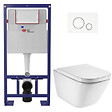 SWISS AQUA TECHNOLOGIES - Swiss Aqua Technologies Pack WC bâti-support autoportant + WC suspendu sans bride avec abattant SoftClose + plaque blanche (STROGAWR04-U) - vignette