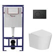 SWISS AQUA TECHNOLOGIES - Pack WC bâti-support léger 112 cm ECO 2L Swiss Aqua Technologies + WC suspendu Ceramia + plaque noir mat (STECE14WT02-FR) - vignette