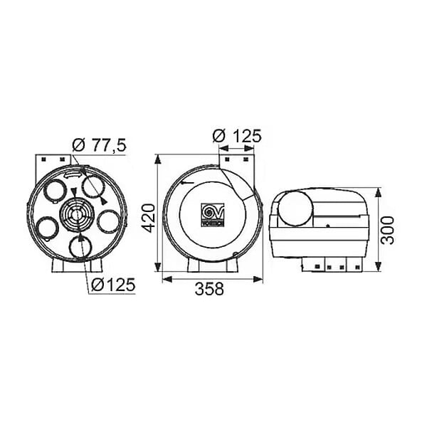 RACETOOLS - Kit PENTA VMC simple flux autoréglable VORTICE KVAPE5 suspendue ou fixée + 3 bouches - large