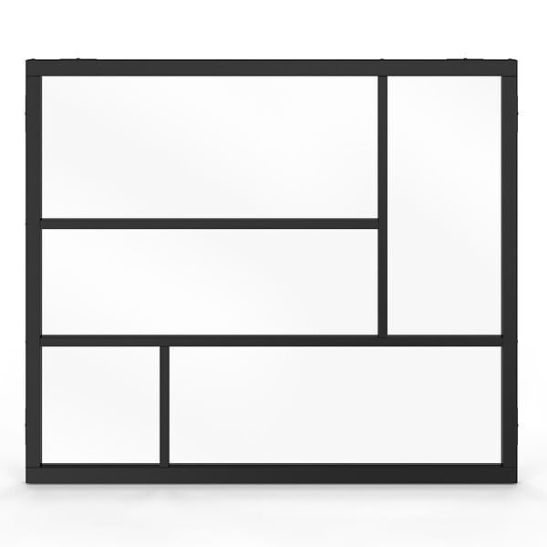 ID MARKET - Verrière atelier géométrique L. 93 x H. 108 cm en métal noir et verre trempé - large