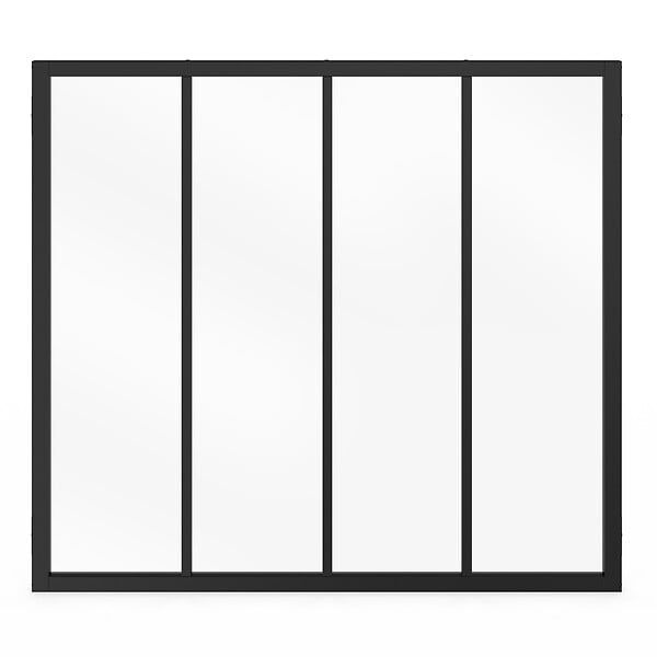 ID MARKET - Verrière atelier 4 vitrages L. 116 x H.108 cm en métal noir et verre trempé - large