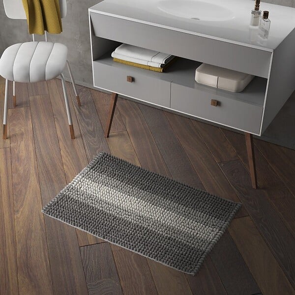 KIAMAMI VALENTINA - Tapis Antidérapant 50X80 Gris En Coton Et Microfibre | Benjamin - large