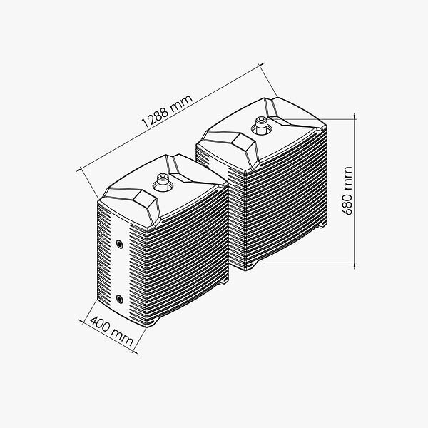 MON MARCHE DECO - Lot de 2 récupérateurs d'eau 126L + Kit de Jumelage Horizontal - large