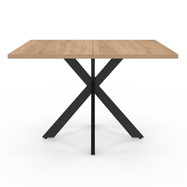 ID MARKET - Table basse carrée ALIX 70 cm pied araignée bois et noir - large