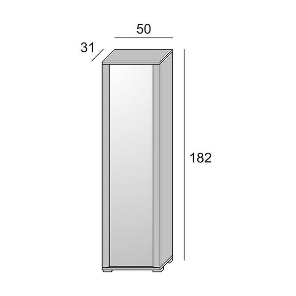KIAMAMI VALENTINA - Armoire Haute H 182Cm Béton Gris Avec Miroir - large