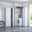 KIAMAMI VALENTINA - Armoire Polyvalente Avec 2 Portes Battantes Et 4 Étagères Blanc - vignette