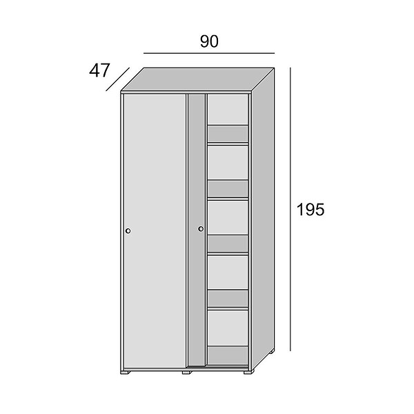 KIAMAMI VALENTINA - Armoire Multifonctionnelle Avec 4 Étagères Réglables Et Double Porte Coulissante - large