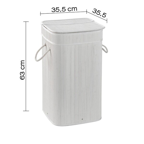 KIAMAMI VALENTINA - Porte-Linge En Bambou Blanc Avec Sac Amovible - large