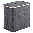 KIAMAMI VALENTINA - Panier À Linge En Bambou Et Polyester Gris 87Lt - vignette