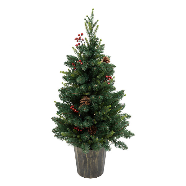 FEERIC LIGHTS & CHRISTMAS - Sapin de Noël artificiel avec déco & lumineux 50 LED Blanc chaud H 90 cm - large