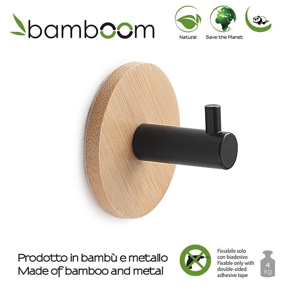 KIAMAMI VALENTINA - Cintre En Bambou Avec Crochet En Métal Noir - large