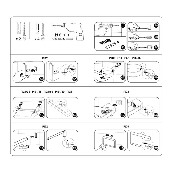 KIAMAMI VALENTINA - Cintres Pack 2 Pcs Laiton Chromé Blanc Mat - Fixation Par Vis Incluse | Giacinto - large