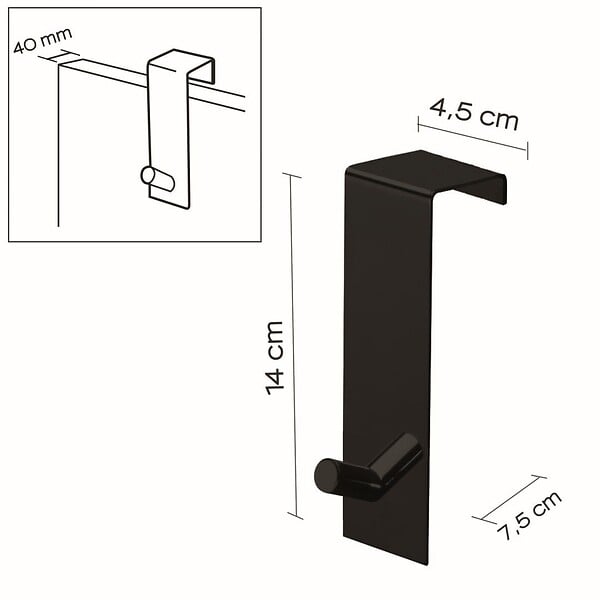 KIAMAMI VALENTINA - Patère Au-Dessus De La Porte Noir Mat - large