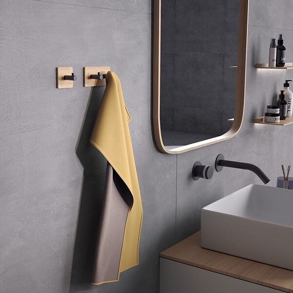 KIAMAMI VALENTINA - Porte-Manteau Mural En Bois De Bambou Et Métal Noir Mat - large