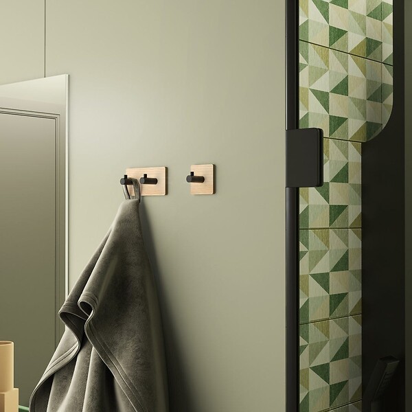 KIAMAMI VALENTINA - Porte-Manteau Mural En Bois De Bambou Et Métal Noir Mat - large