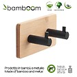 KIAMAMI VALENTINA - Porte-Manteau Adhésif En Bois De Bambou Naturel Et Métal Noir - vignette