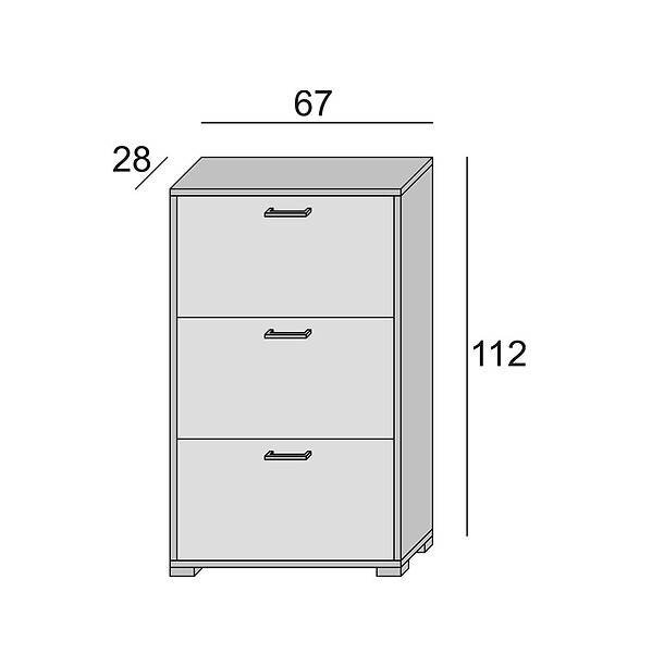 KIAMAMI VALENTINA - Meuble À Chaussures En Orme Avec 3 Portes Décorées À Double Profondeur - large