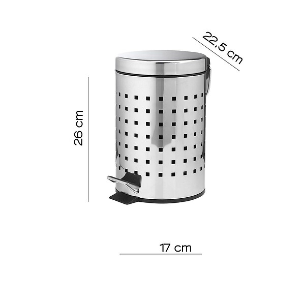 KIAMAMI VALENTINA - Poubelle Ronde De 3 Litres En Acier Inoxydable À Pédale Pour Salle De Bains - large