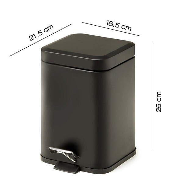 KIAMAMI VALENTINA - Poubelle De Salle De Bain Rectangulaire En Acier Noir 3L  | Artemisia - large