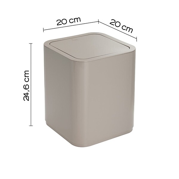 KIAMAMI VALENTINA - Poubelle Carrée Pour Salle De Bains Beige 8L | Agave - large