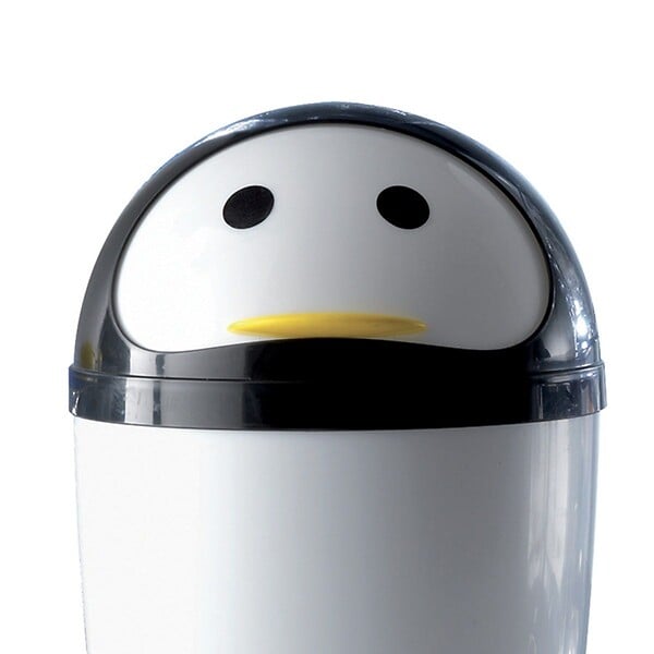 KIAMAMI VALENTINA - Poubelle De Salle De Bains En Résine, 7,5 Litres, Pingouin Noir/Blanc - large