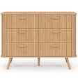 ID MARKET - Commode 6 tiroirs ROMIE 110 cm lattes tasseau bois coloris chêne - vignette