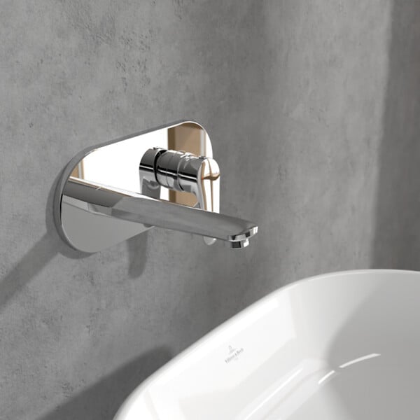 VILLEROY ET BOCH - Mitigeur lavabo mural  O.novo Start avec vidage Push Open chrome + corps encastré - large