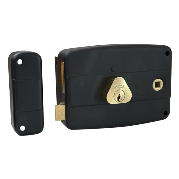 SECURY-T - Serrure en applique - Horizontale - Noire - Ouverture à gauche - large