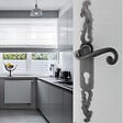 SECURY-T - Poignées de porte fer forgé COQ vieil argent 330X36 mm Trou de cylindre i - vignette